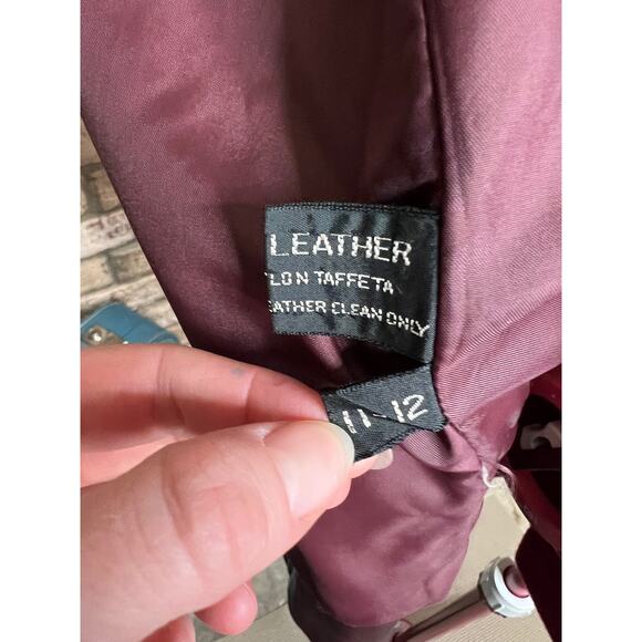 leather Jacket OXBLOOD red burgundy wine cropped puff sleeves - Picture 16 of 16